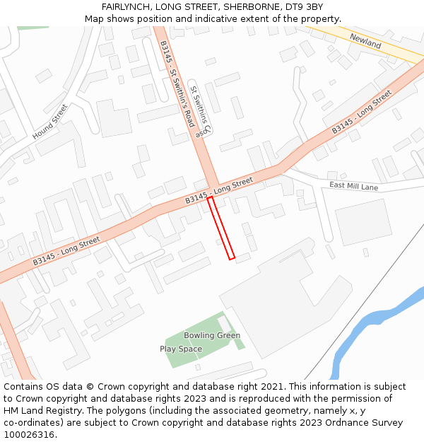 FAIRLYNCH, LONG STREET, SHERBORNE, DT9 3BY: Location map and indicative extent of plot