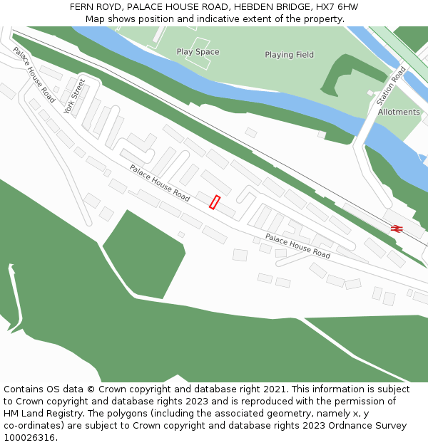 FERN ROYD, PALACE HOUSE ROAD, HEBDEN BRIDGE, HX7 6HW: Location map and indicative extent of plot