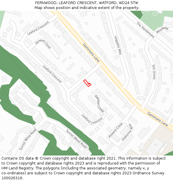 FERNWOOD, LEAFORD CRESCENT, WATFORD, WD24 5TW: Location map and indicative extent of plot