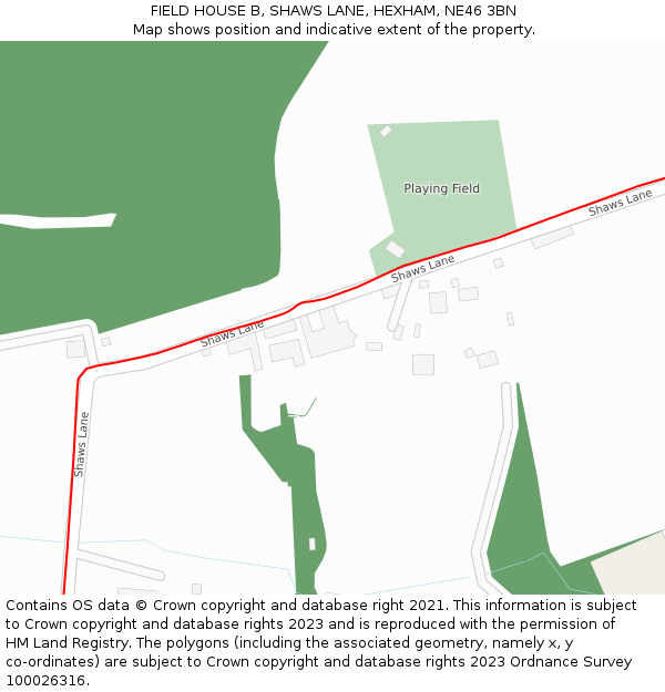 FIELD HOUSE B, SHAWS LANE, HEXHAM, NE46 3BN: Location map and indicative extent of plot