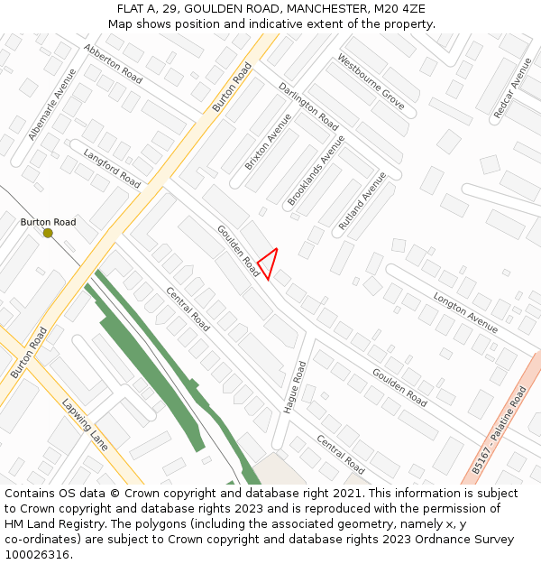 FLAT A, 29, GOULDEN ROAD, MANCHESTER, M20 4ZE: Location map and indicative extent of plot