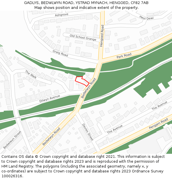 GADLYS, BEDWLWYN ROAD, YSTRAD MYNACH, HENGOED, CF82 7AB: Location map and indicative extent of plot