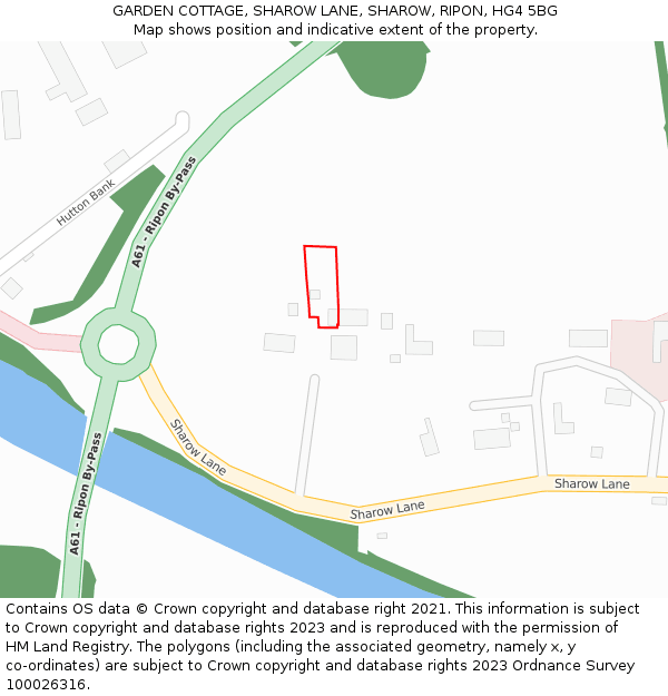 GARDEN COTTAGE, SHAROW LANE, SHAROW, RIPON, HG4 5BG: Location map and indicative extent of plot