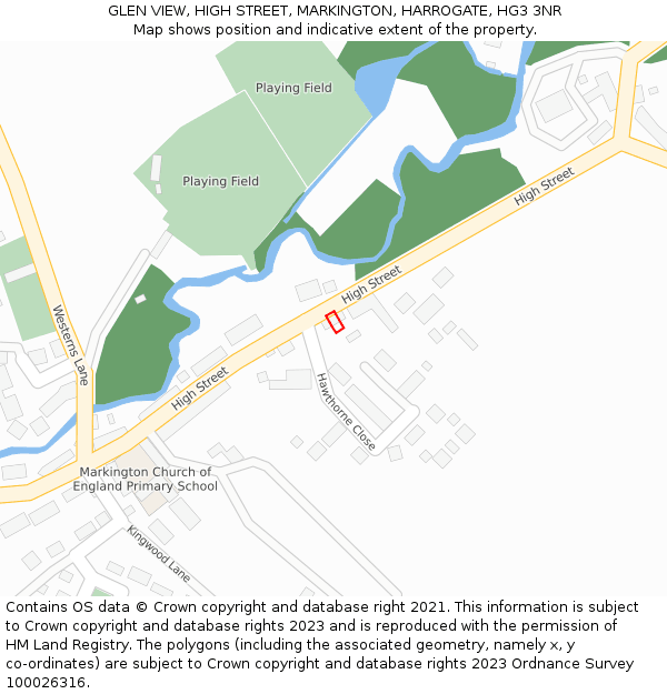 GLEN VIEW, HIGH STREET, MARKINGTON, HARROGATE, HG3 3NR: Location map and indicative extent of plot