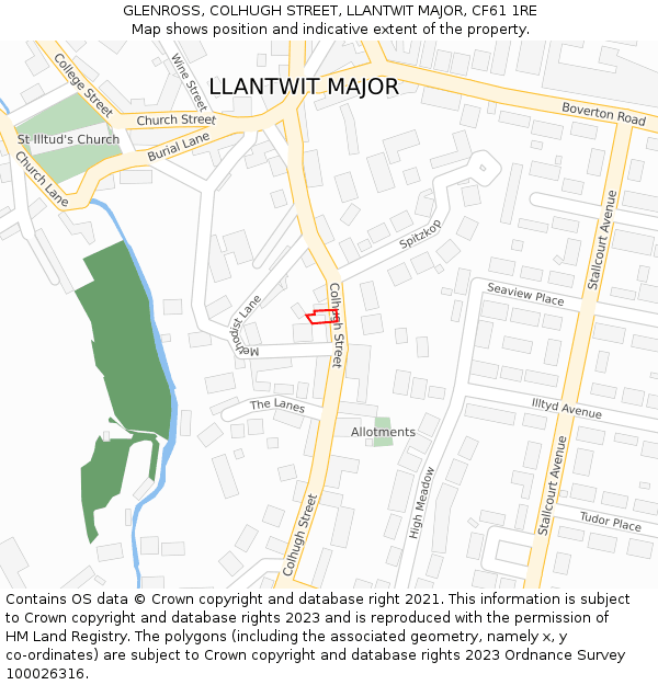 GLENROSS, COLHUGH STREET, LLANTWIT MAJOR, CF61 1RE: Location map and indicative extent of plot