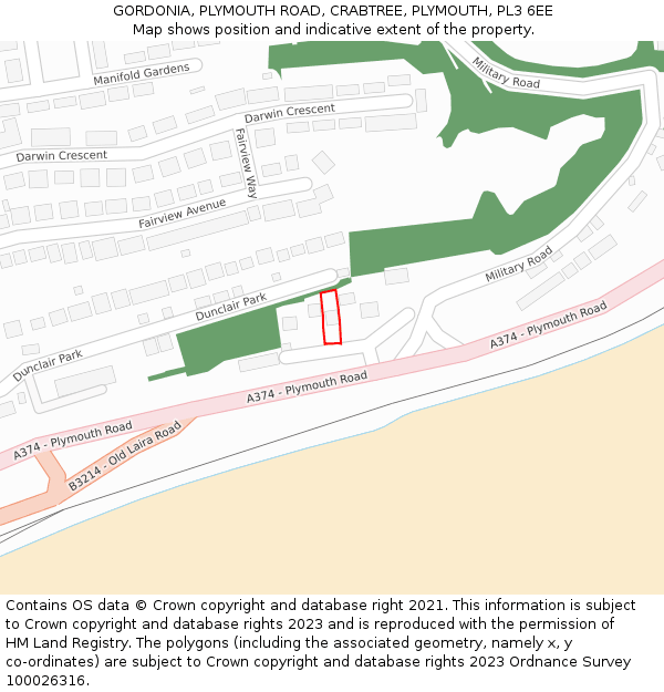 GORDONIA, PLYMOUTH ROAD, CRABTREE, PLYMOUTH, PL3 6EE: Location map and indicative extent of plot