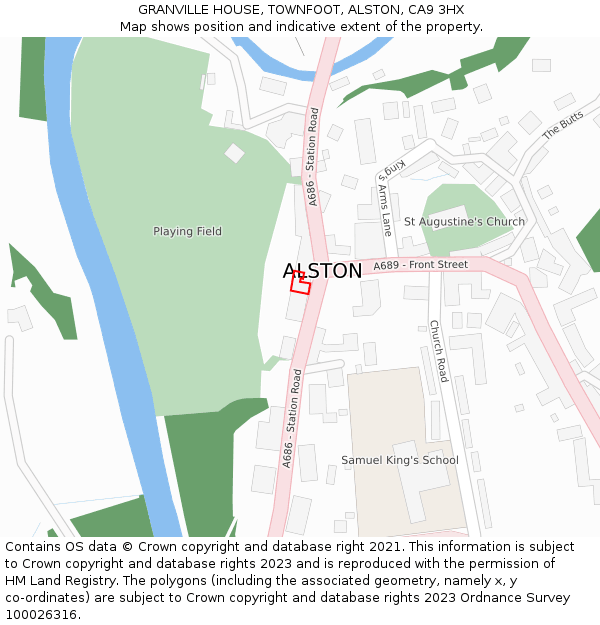 GRANVILLE HOUSE, TOWNFOOT, ALSTON, CA9 3HX: Location map and indicative extent of plot
