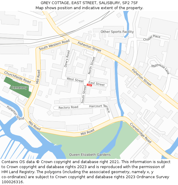 GREY COTTAGE, EAST STREET, SALISBURY, SP2 7SF: Location map and indicative extent of plot