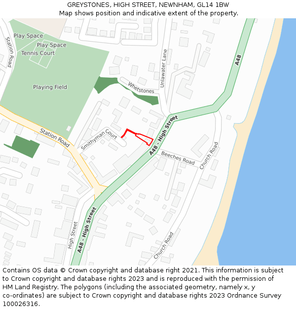 GREYSTONES, HIGH STREET, NEWNHAM, GL14 1BW: Location map and indicative extent of plot