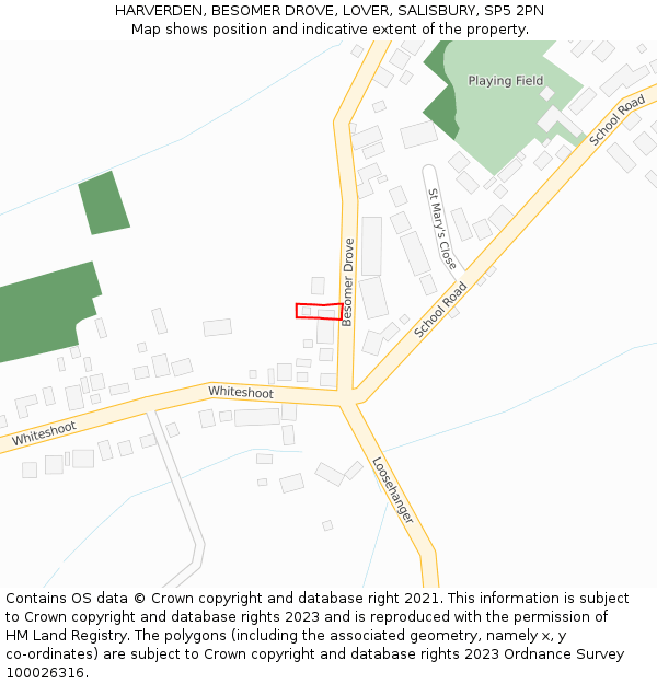 HARVERDEN, BESOMER DROVE, LOVER, SALISBURY, SP5 2PN: Location map and indicative extent of plot