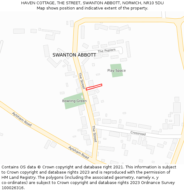 HAVEN COTTAGE, THE STREET, SWANTON ABBOTT, NORWICH, NR10 5DU: Location map and indicative extent of plot