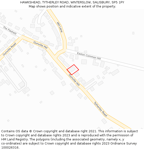 HAWKSHEAD, TYTHERLEY ROAD, WINTERSLOW, SALISBURY, SP5 1PY: Location map and indicative extent of plot