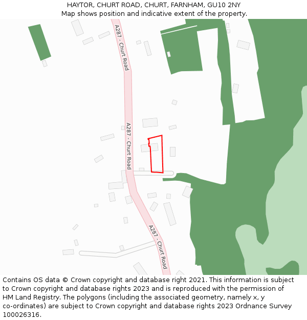HAYTOR, CHURT ROAD, CHURT, FARNHAM, GU10 2NY: Location map and indicative extent of plot