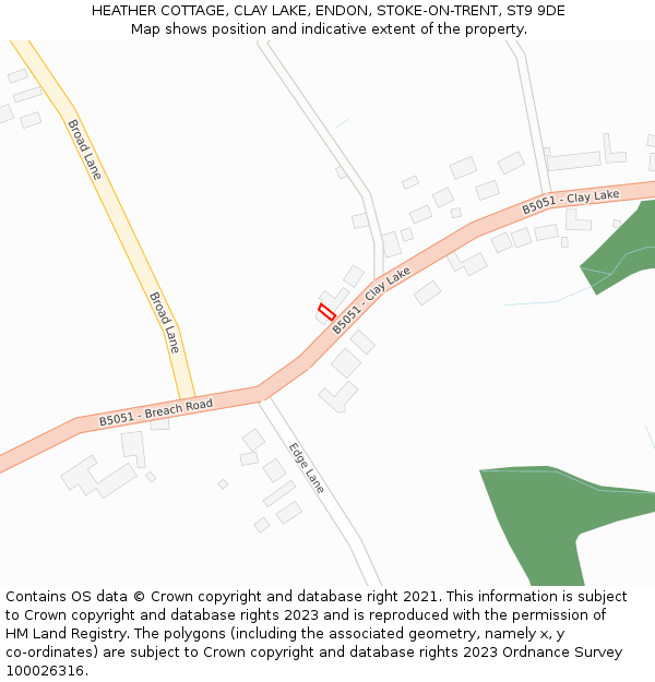 HEATHER COTTAGE, CLAY LAKE, ENDON, STOKE-ON-TRENT, ST9 9DE: Location map and indicative extent of plot