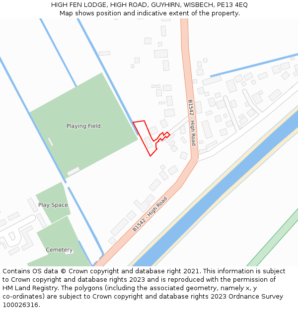 HIGH FEN LODGE, HIGH ROAD, GUYHIRN, WISBECH, PE13 4EQ: Location map and indicative extent of plot