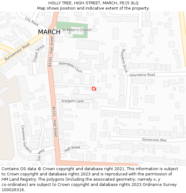 HOLLY TREE, HIGH STREET, MARCH, PE15 9LQ: Location map and indicative extent of plot