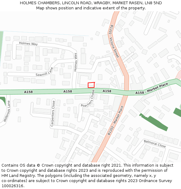 HOLMES CHAMBERS, LINCOLN ROAD, WRAGBY, MARKET RASEN, LN8 5ND: Location map and indicative extent of plot
