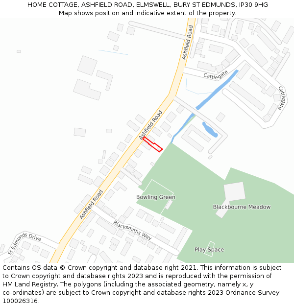 HOME COTTAGE, ASHFIELD ROAD, ELMSWELL, BURY ST EDMUNDS, IP30 9HG: Location map and indicative extent of plot