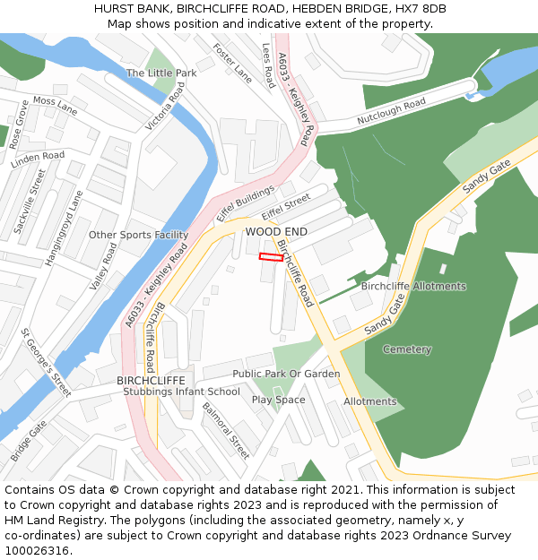 HURST BANK, BIRCHCLIFFE ROAD, HEBDEN BRIDGE, HX7 8DB: Location map and indicative extent of plot