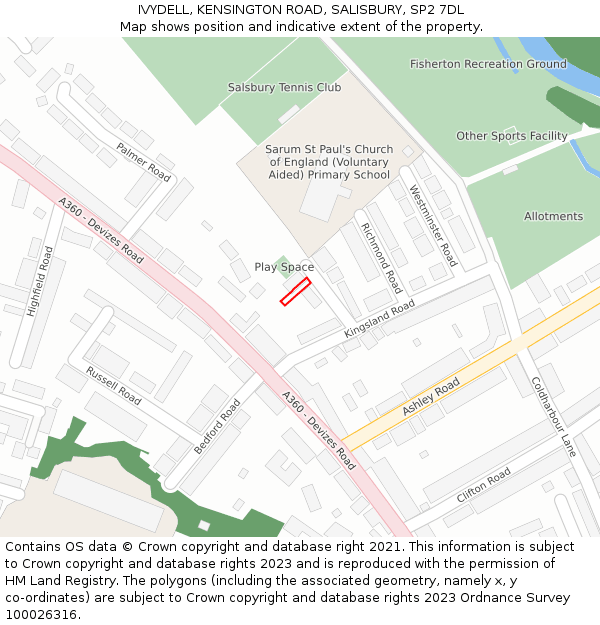 IVYDELL, KENSINGTON ROAD, SALISBURY, SP2 7DL: Location map and indicative extent of plot