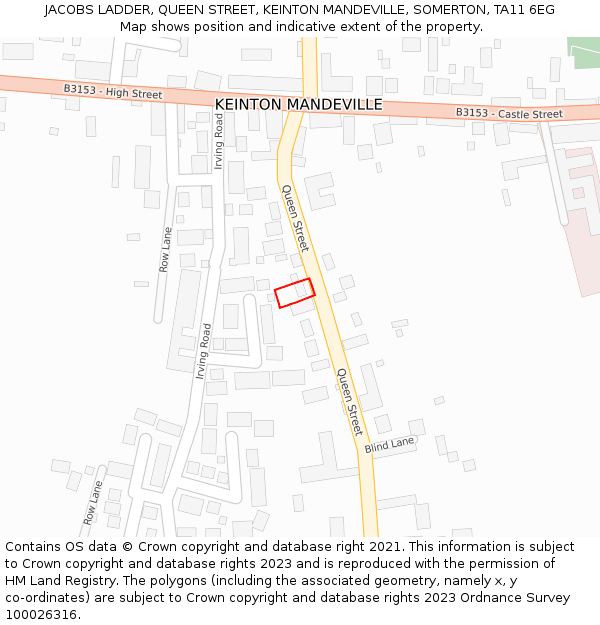 JACOBS LADDER, QUEEN STREET, KEINTON MANDEVILLE, SOMERTON, TA11 6EG: Location map and indicative extent of plot