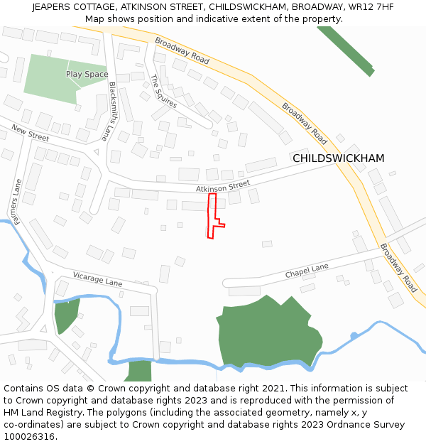 JEAPERS COTTAGE, ATKINSON STREET, CHILDSWICKHAM, BROADWAY, WR12 7HF: Location map and indicative extent of plot