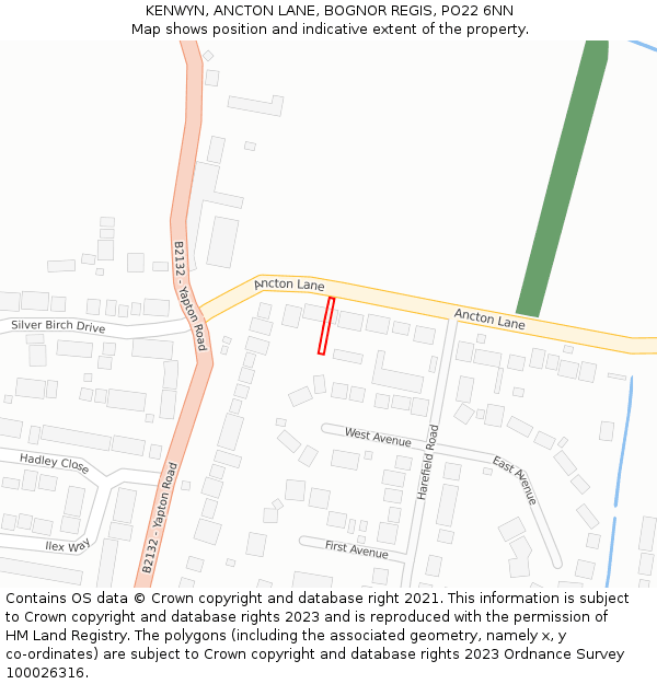 KENWYN, ANCTON LANE, BOGNOR REGIS, PO22 6NN: Location map and indicative extent of plot