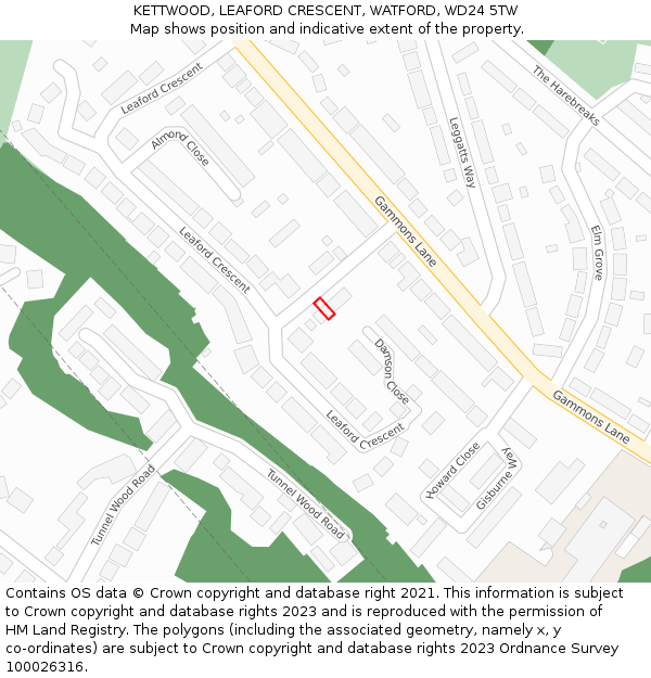 KETTWOOD, LEAFORD CRESCENT, WATFORD, WD24 5TW: Location map and indicative extent of plot