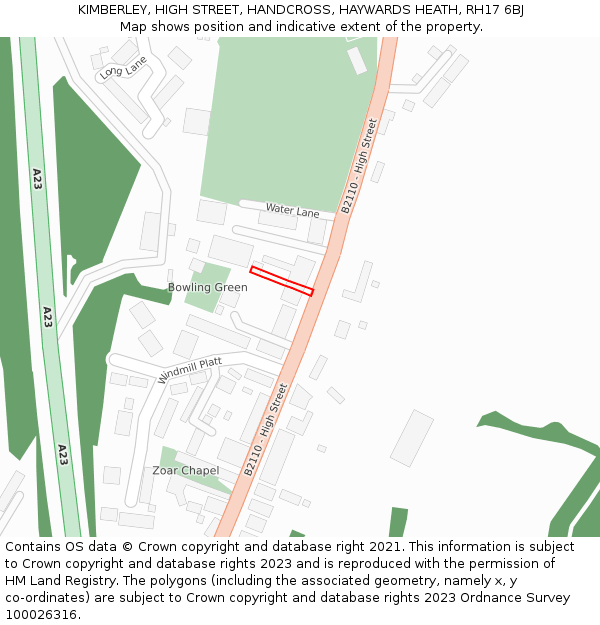 KIMBERLEY, HIGH STREET, HANDCROSS, HAYWARDS HEATH, RH17 6BJ: Location map and indicative extent of plot