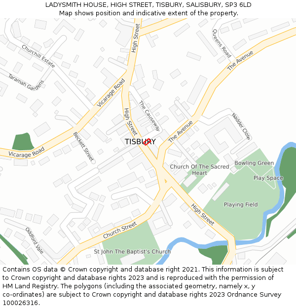 LADYSMITH HOUSE, HIGH STREET, TISBURY, SALISBURY, SP3 6LD: Location map and indicative extent of plot
