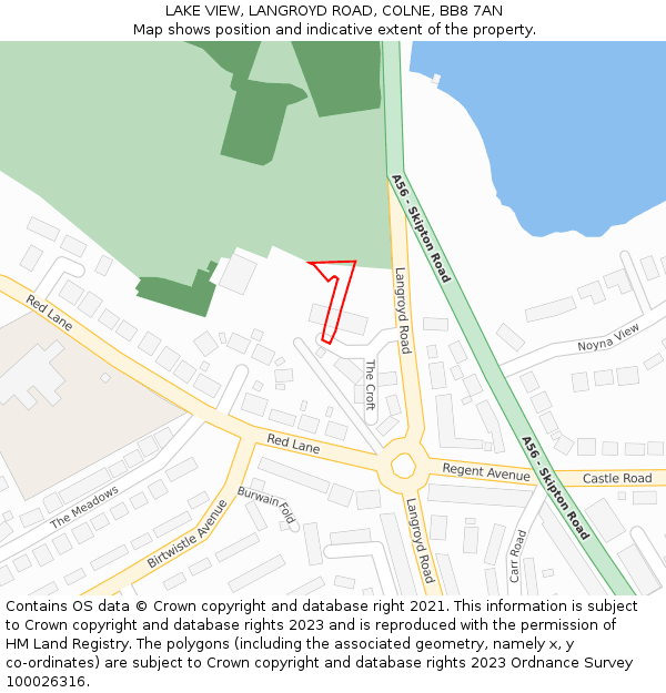 LAKE VIEW, LANGROYD ROAD, COLNE, BB8 7AN: Location map and indicative extent of plot
