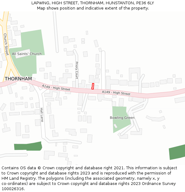 LAPWING, HIGH STREET, THORNHAM, HUNSTANTON, PE36 6LY: Location map and indicative extent of plot