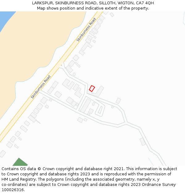 LARKSPUR, SKINBURNESS ROAD, SILLOTH, WIGTON, CA7 4QH: Location map and indicative extent of plot