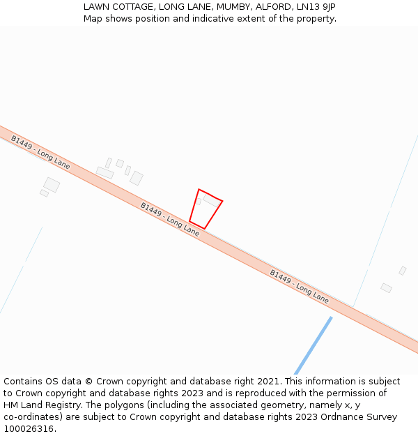 LAWN COTTAGE, LONG LANE, MUMBY, ALFORD, LN13 9JP: Location map and indicative extent of plot