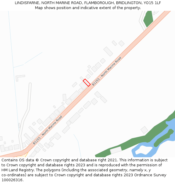 LINDISFARNE, NORTH MARINE ROAD, FLAMBOROUGH, BRIDLINGTON, YO15 1LF: Location map and indicative extent of plot