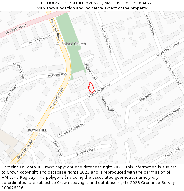 LITTLE HOUSE, BOYN HILL AVENUE, MAIDENHEAD, SL6 4HA: Location map and indicative extent of plot