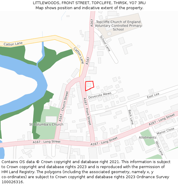 LITTLEWOODS, FRONT STREET, TOPCLIFFE, THIRSK, YO7 3RU: Location map and indicative extent of plot