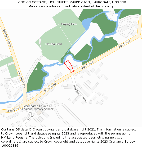 LONG ON COTTAGE, HIGH STREET, MARKINGTON, HARROGATE, HG3 3NR: Location map and indicative extent of plot