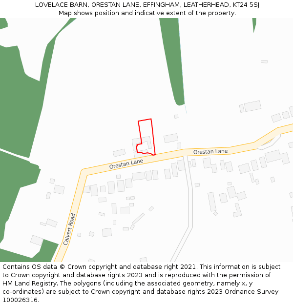 LOVELACE BARN, ORESTAN LANE, EFFINGHAM, LEATHERHEAD, KT24 5SJ: Location map and indicative extent of plot