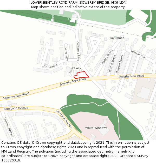 LOWER BENTLEY ROYD FARM, SOWERBY BRIDGE, HX6 1DN: Location map and indicative extent of plot