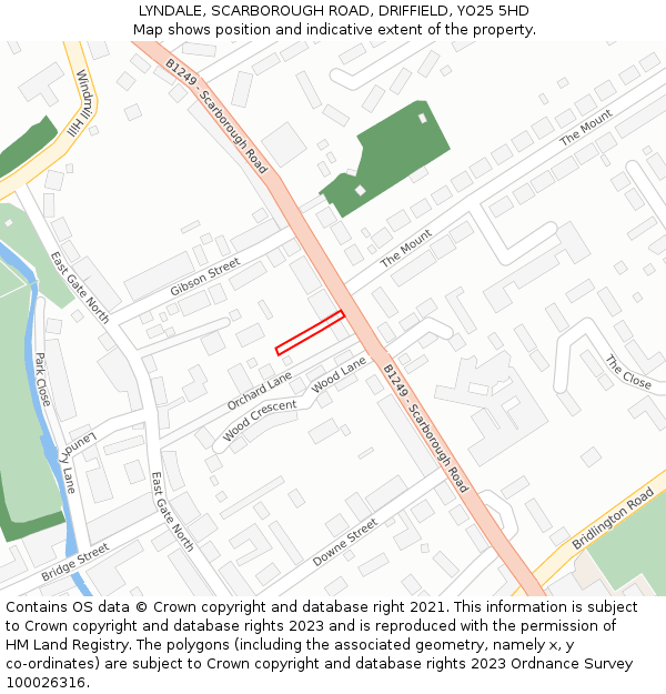 LYNDALE, SCARBOROUGH ROAD, DRIFFIELD, YO25 5HD: Location map and indicative extent of plot