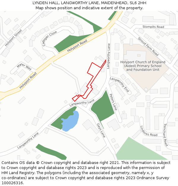 LYNDEN HALL, LANGWORTHY LANE, MAIDENHEAD, SL6 2HH: Location map and indicative extent of plot