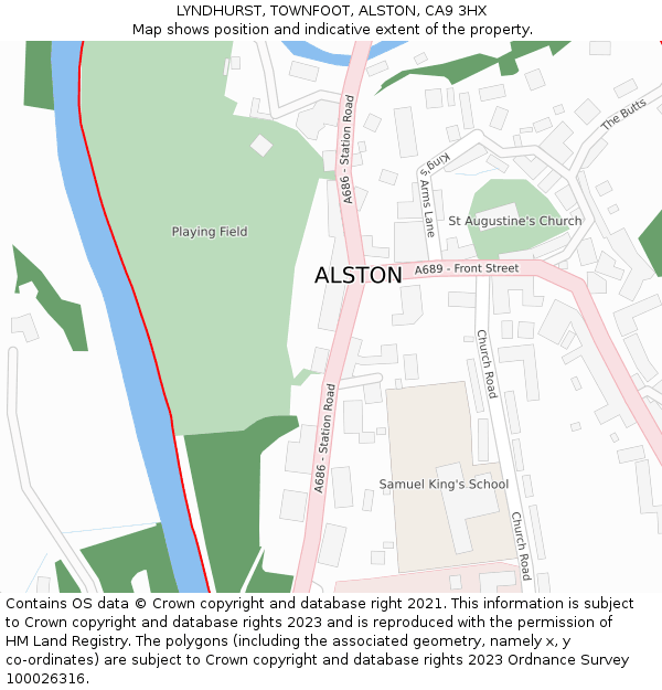 LYNDHURST, TOWNFOOT, ALSTON, CA9 3HX: Location map and indicative extent of plot