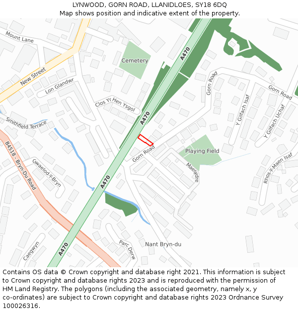 LYNWOOD, GORN ROAD, LLANIDLOES, SY18 6DQ: Location map and indicative extent of plot