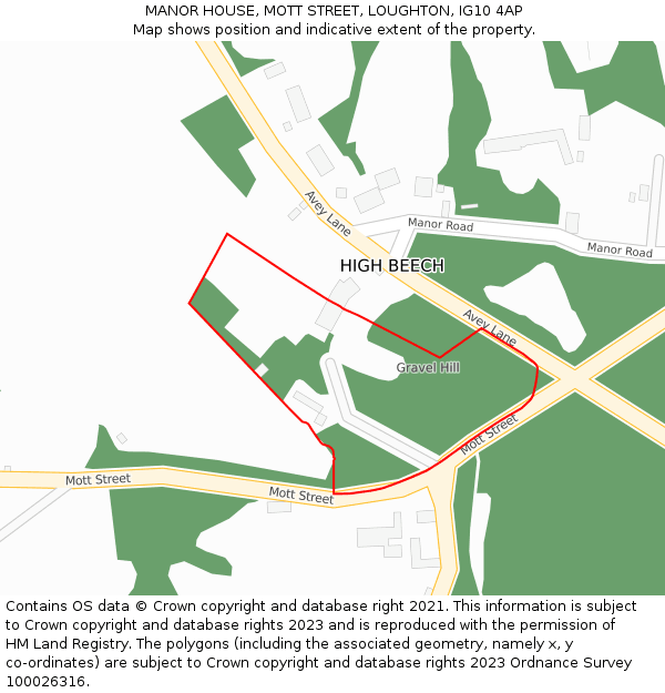 MANOR HOUSE, MOTT STREET, LOUGHTON, IG10 4AP: Location map and indicative extent of plot