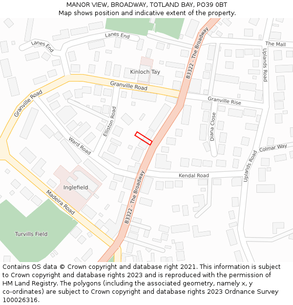 MANOR VIEW, BROADWAY, TOTLAND BAY, PO39 0BT: Location map and indicative extent of plot