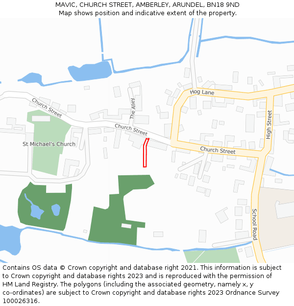 MAVIC, CHURCH STREET, AMBERLEY, ARUNDEL, BN18 9ND: Location map and indicative extent of plot