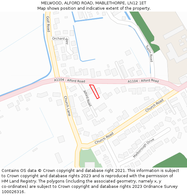 MELWOOD, ALFORD ROAD, MABLETHORPE, LN12 1ET: Location map and indicative extent of plot