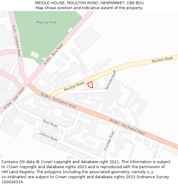 MIDDLE HOUSE, MOULTON ROAD, NEWMARKET, CB8 8DU: Location map and indicative extent of plot