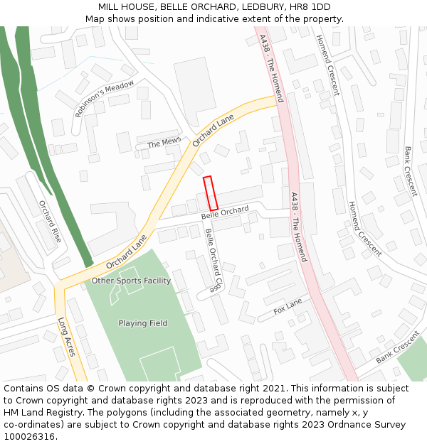 MILL HOUSE, BELLE ORCHARD, LEDBURY, HR8 1DD: Location map and indicative extent of plot